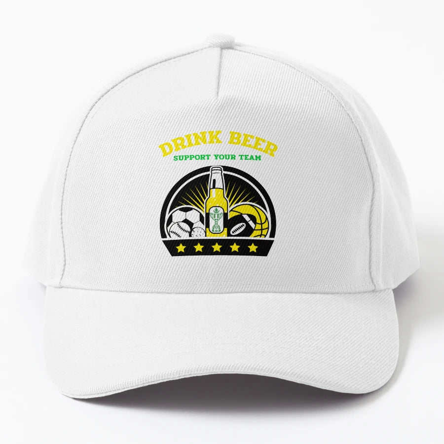 Drink Beer And Support Your Team New Era Snapback - Breathab - Snapback, Trucker Hat, Dad Hat, Denim Baseball Cap