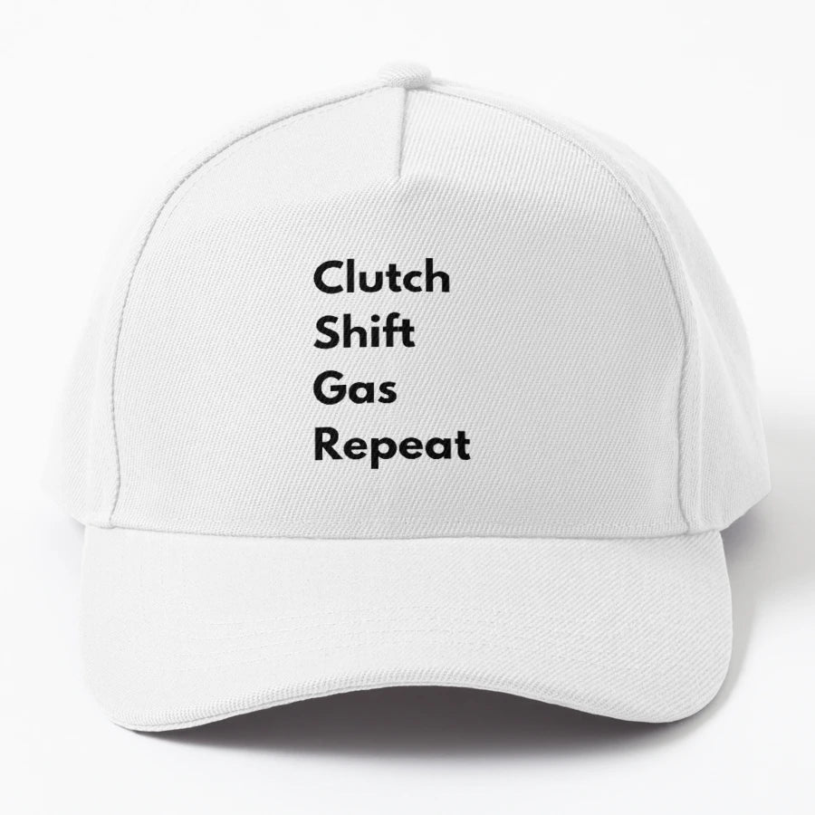 Clutch Shift Gas Repeat Denim Baseball Cap - Unstructured - Snapback, Trucker Hat, Dad Hat, Denim Baseball Cap