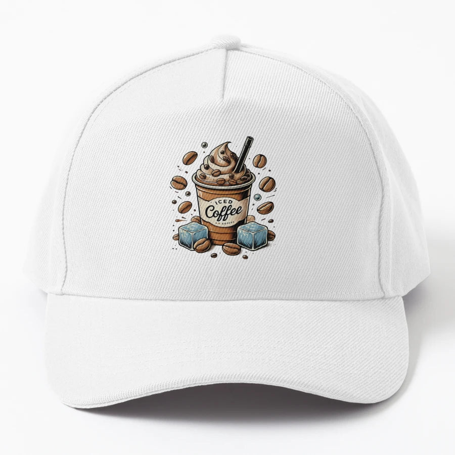 Iced Coffee Beans Trucker Hat - Embroidered Design - Snapback, Trucker Hat, Dad Hat, Denim Baseball Cap