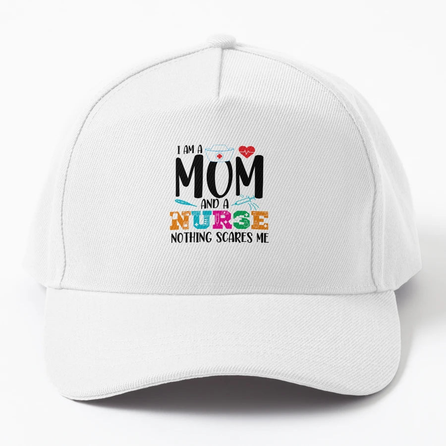 I Am Mother And Nurse Nothing Scares Me Denim Baseball Cap - Snapback, Trucker Hat, Dad Hat, Denim Baseball Cap
