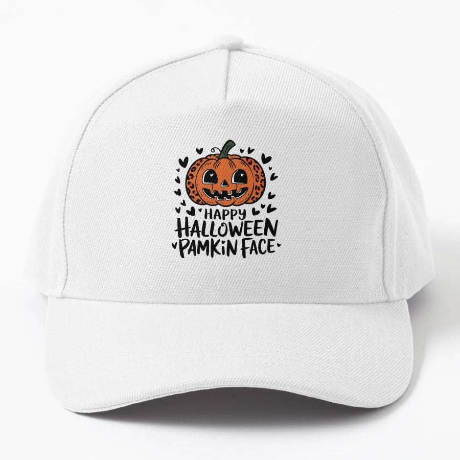 Happy Halloween Smiling Pumpkin Face Fuuny Trucker Hat - Snapback, Trucker Hat, Dad Hat, Denim Baseball Cap