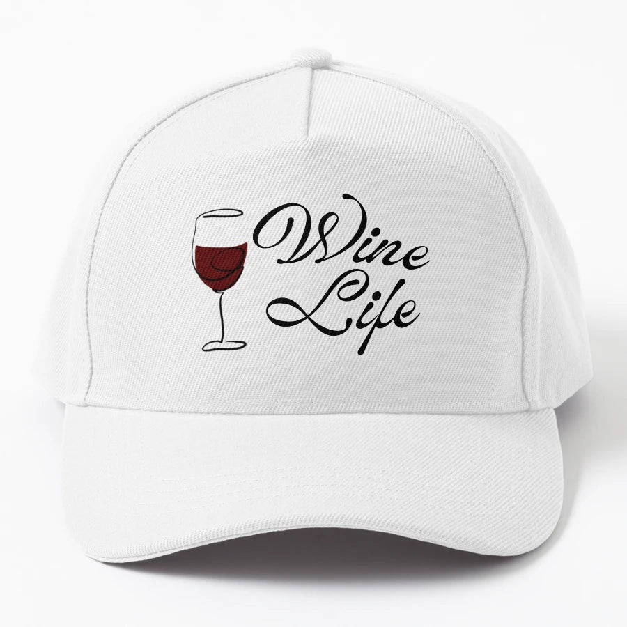 Wine Life Denim Baseball Cap - Everyday Essential - Snapback, Trucker Hat, Dad Hat, Denim Baseball Cap