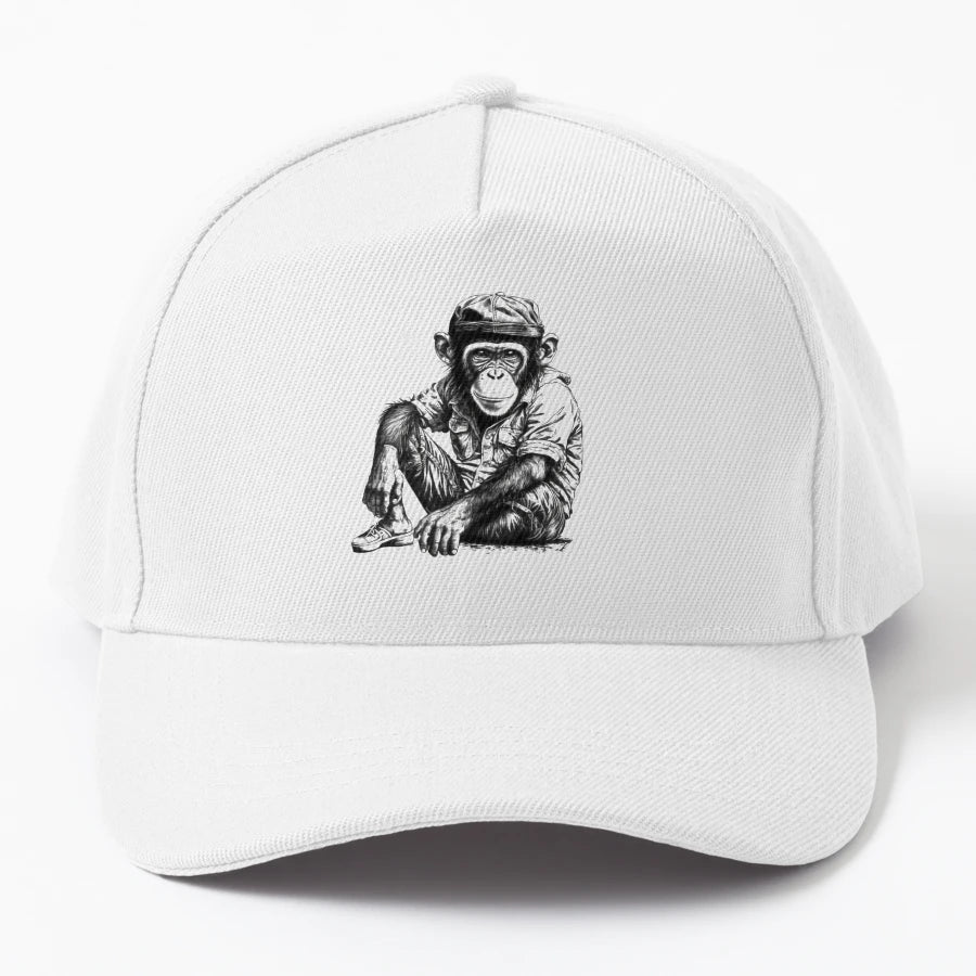 Sad Poor Monkey Portrait Grief OTTO Dad Hat - Distressed - Snapback, Trucker Hat, Dad Hat, Denim Baseball Cap