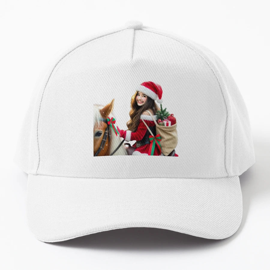 Santas Ride Horse Powered Adventure Denim Baseball Cap - Snapback, Trucker Hat, Dad Hat, Denim Baseball Cap