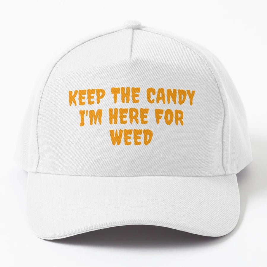 Keep Candy Im Here Weed October 31St 2021 Denim Baseball Cap - Snapback, Trucker Hat, Dad Hat, Denim Baseball Cap