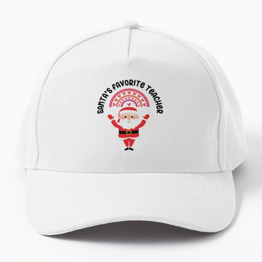 Santas Favorite Teacher Teacher Trucker Hat - High-Quality - Snapback, Trucker Hat, Dad Hat, Denim Baseball Cap