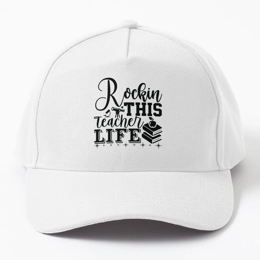 Rockin This Teacher Life OTTO Dad Hat - High-Quality - Snapback, Trucker Hat, Dad Hat, Denim Baseball Cap