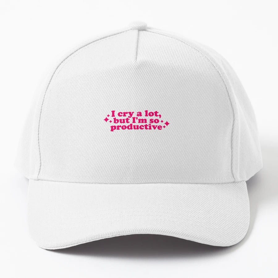 I Cry Lot But Im So Productive Denim Baseball Cap - Premium - Snapback, Trucker Hat, Dad Hat, Denim Baseball Cap