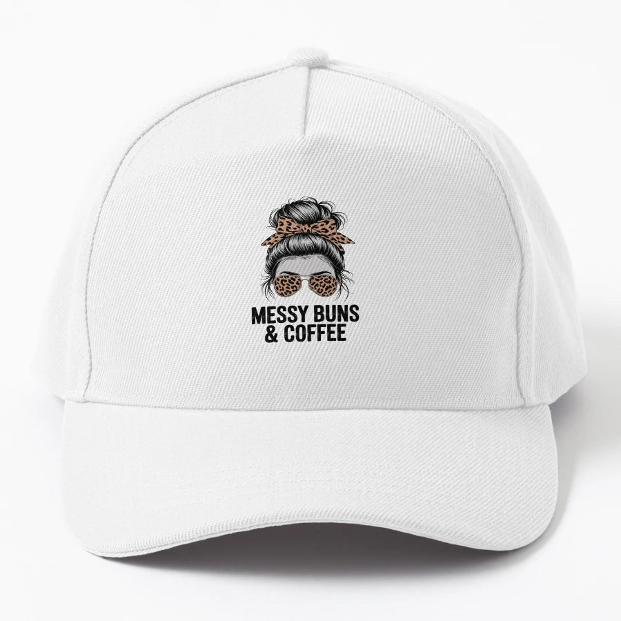 Messy Buns Coffee Womens Leopard Coffee Lover OTTO Dad Hat - Snapback, Trucker Hat, Dad Hat, Denim Baseball Cap
