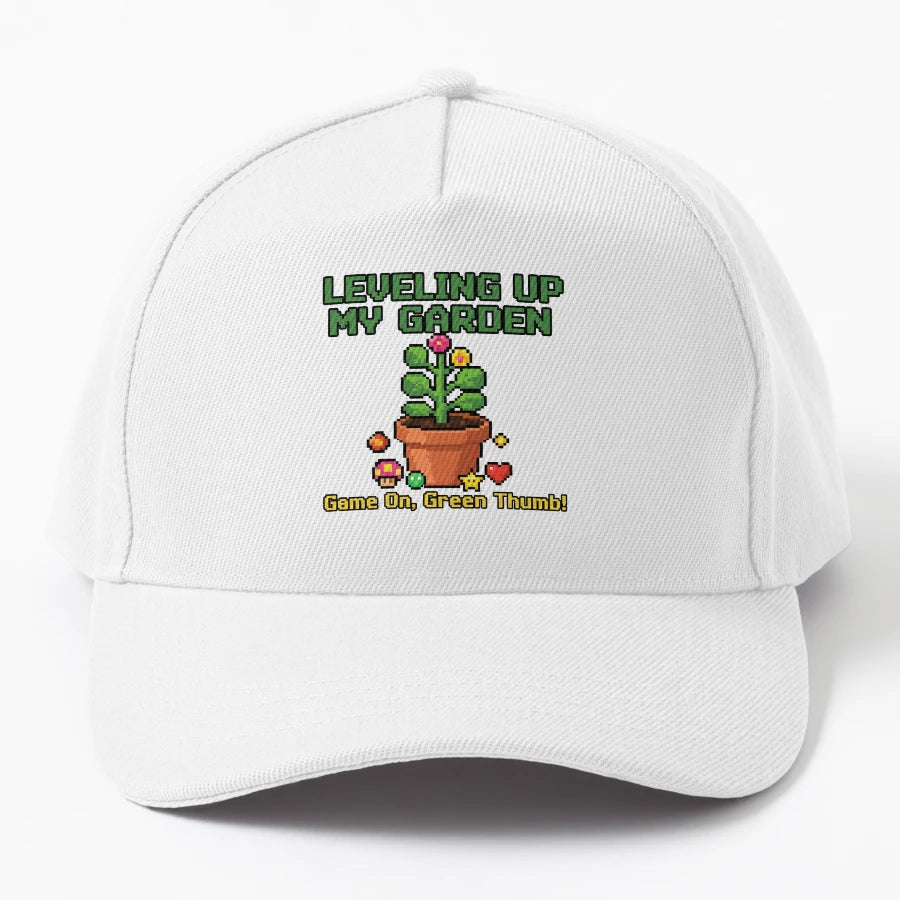 Leveling Up My Garden Pixel Art Plant Pot New Era Snapback - Snapback, Trucker Hat, Dad Hat, Denim Baseball Cap