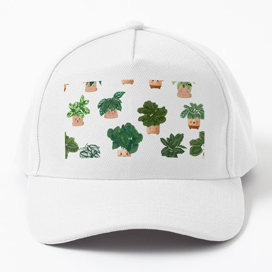Happy Plants Club Pattern OTTO Dad Hat - Exclusive Outdoor - Snapback, Trucker Hat, Dad Hat, Denim Baseball Cap