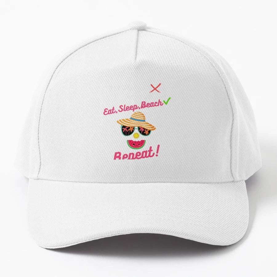 Eat Sleep Teach Repeat X Eat Sleep Beach New Era Snapback - Snapback, Trucker Hat, Dad Hat, Denim Baseball Cap