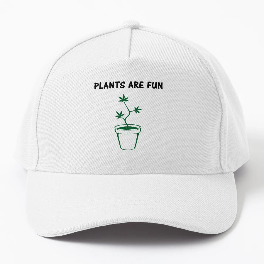 Plants Are Fun Denim Baseball Cap - Vintage Aesthetic - Snapback, Trucker Hat, Dad Hat, Denim Baseball Cap