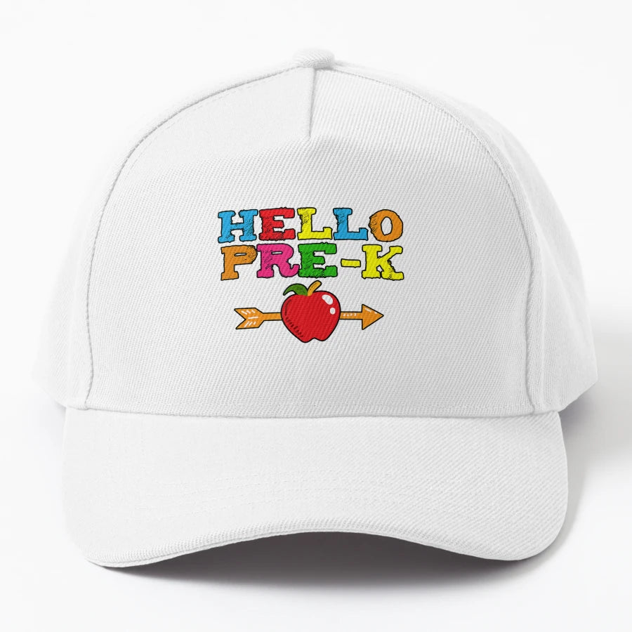 Hello Pre K Back To School Students And Denim Baseball Cap - Snapback, Trucker Hat, Dad Hat, Denim Baseball Cap