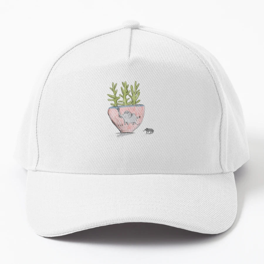 Succulent Elephant Planter Denim Baseball Cap - Structured - Snapback, Trucker Hat, Dad Hat, Denim Baseball Cap