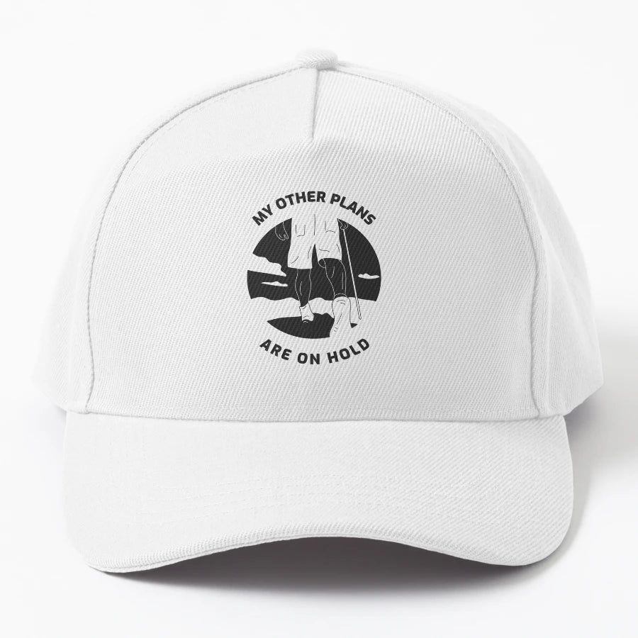 My Other Plans Are Hold Gone Hiking T Denim Baseball Cap - Snapback, Trucker Hat, Dad Hat, Denim Baseball Cap