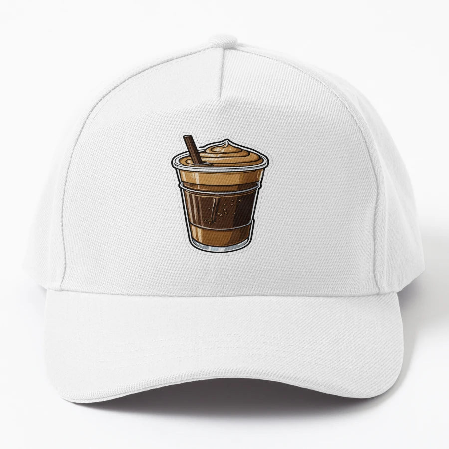 Iced Coffee Trucker Hat - Distressed Premium Embroidery - Snapback, Trucker Hat, Dad Hat, Denim Baseball Cap