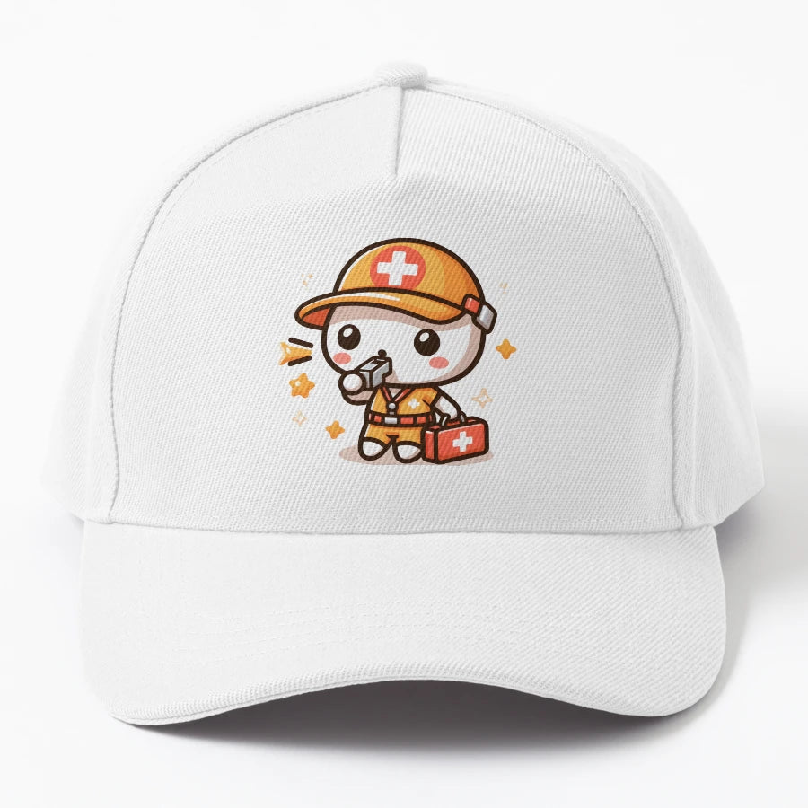 Kawaii Lifeguard Whistle Denim Baseball Cap - High-Quality - Snapback, Trucker Hat, Dad Hat, Denim Baseball Cap