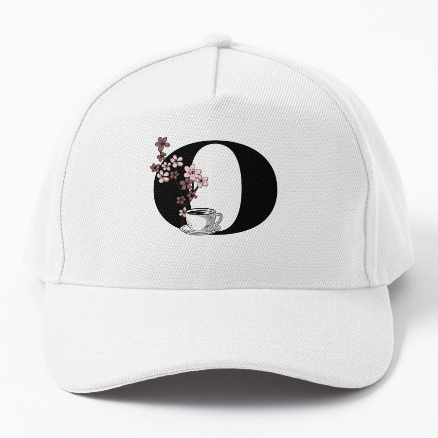 Floral Coffee Monogram Letter O Trucker Hat - Custom - Snapback, Trucker Hat, Dad Hat, Denim Baseball Cap