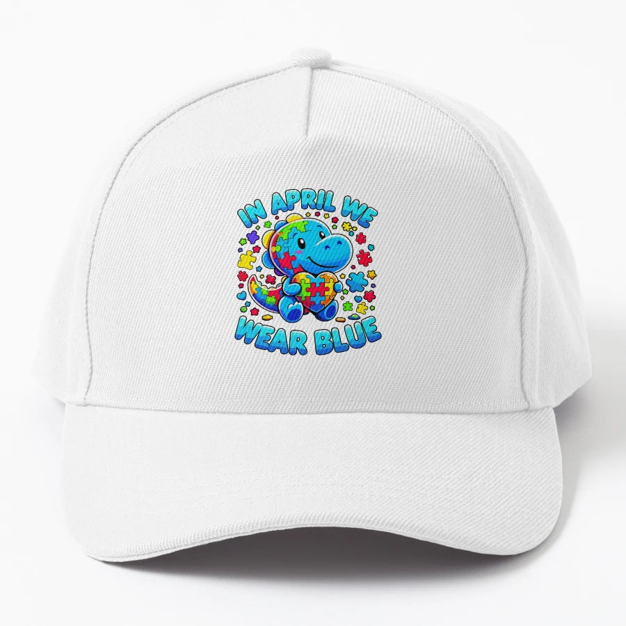 Autism Awareness Dino April We Wear Blue T Rex OTTO Dad Hat - Snapback, Trucker Hat, Dad Hat, Denim Baseball Cap