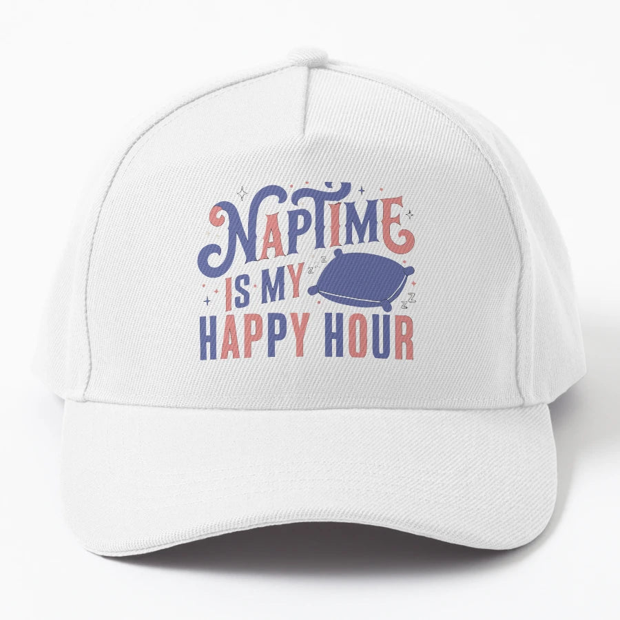 Naptime Is My Happy Hour Denim Baseball Cap - Low-Profile - Snapback, Trucker Hat, Dad Hat, Denim Baseball Cap