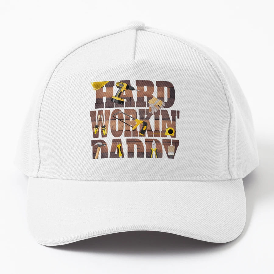 Fathers Day Hard Working Daddy Tools And Denim Baseball Cap - Snapback, Trucker Hat, Dad Hat, Denim Baseball Cap