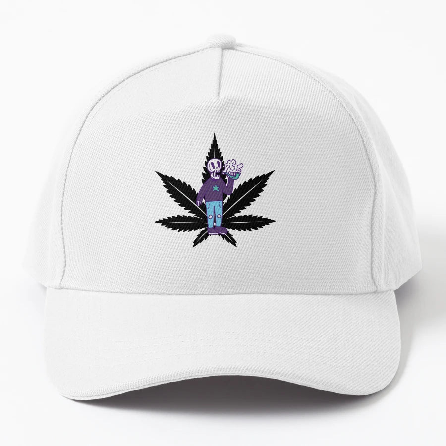 Skele Stoner Denim Baseball Cap - Vintage Aesthetic - Snapback, Trucker Hat, Dad Hat, Denim Baseball Cap