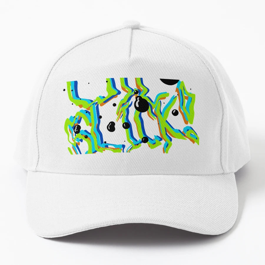 Oil Slick Fake Band Trucker Hat - Breathable Mesh - Snapback, Trucker Hat, Dad Hat, Denim Baseball Cap