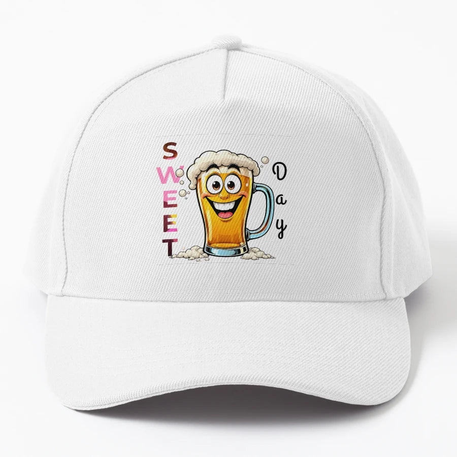 Funny Beer Glass Laughing Sweet Day Cartoon Trucker Hat - Snapback, Trucker Hat, Dad Hat, Denim Baseball Cap