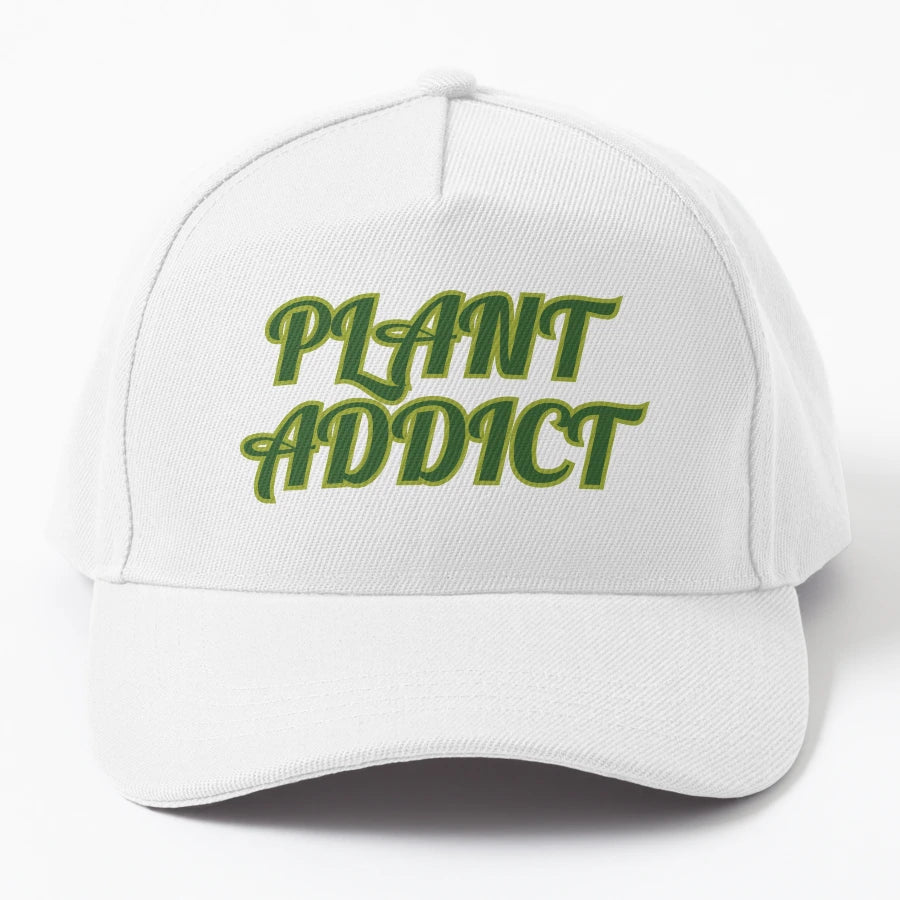 Plant Addict Green Text Black Background Denim Baseball Cap - Snapback, Trucker Hat, Dad Hat, Denim Baseball Cap