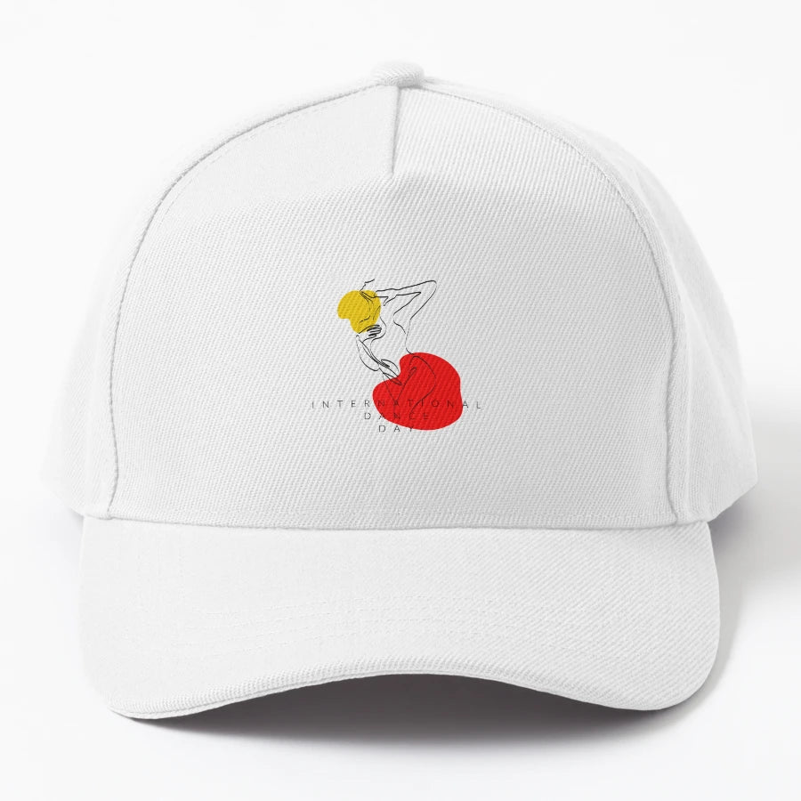 International Dance Day Design Red And Denim Baseball Cap - Snapback, Trucker Hat, Dad Hat, Denim Baseball Cap