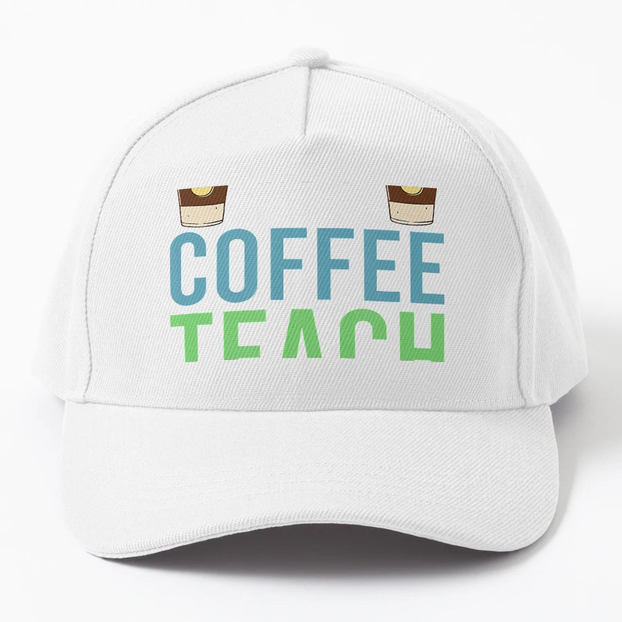 100 Days Coffee Teach Repeat School Denim Baseball Cap - Snapback, Trucker Hat, Dad Hat, Denim Baseball Cap