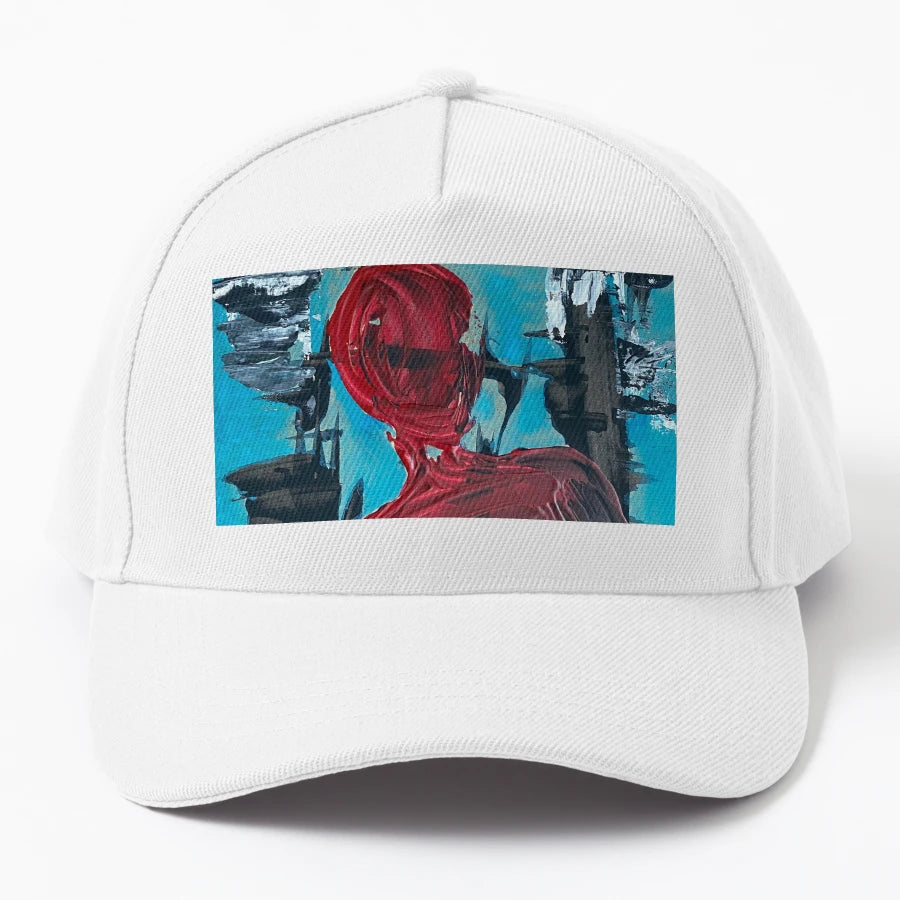 Feeling Red Denim Baseball Cap - Aesthetic Design - Snapback, Trucker Hat, Dad Hat, Denim Baseball Cap