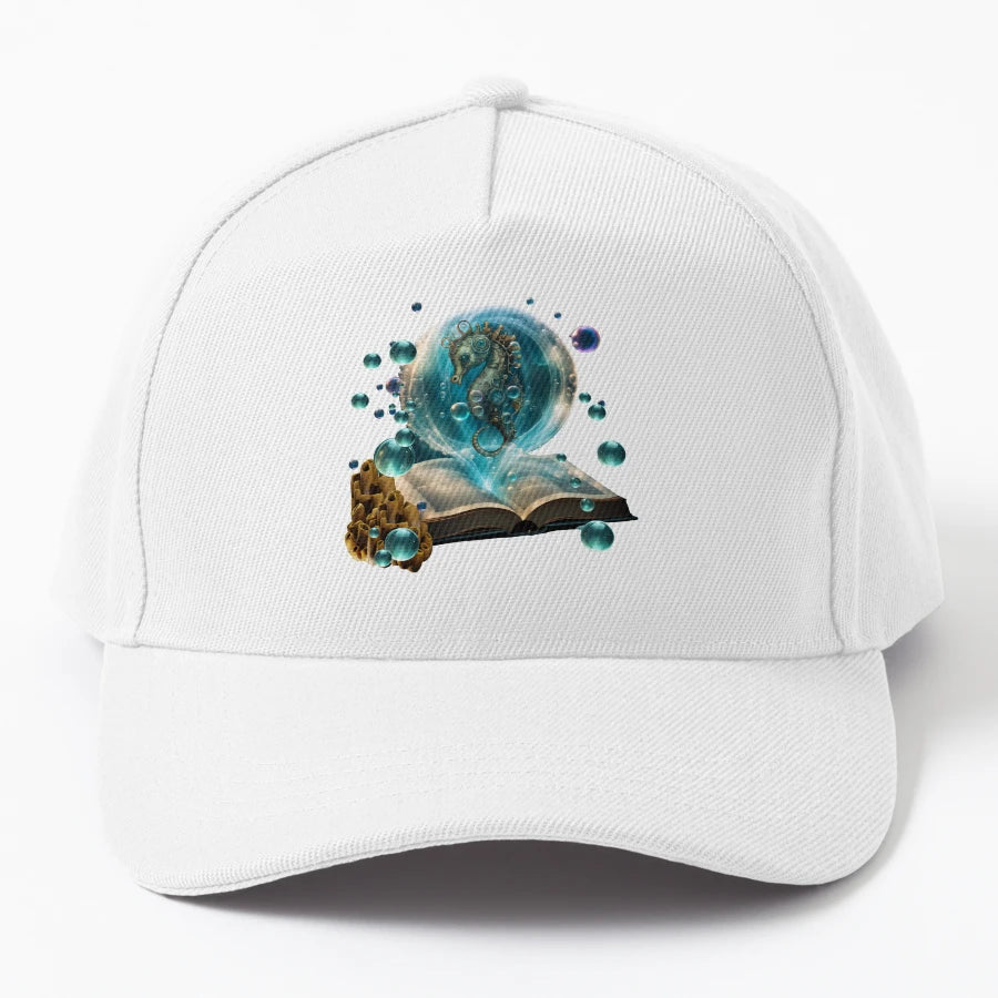 Cute Seahorse Trucker Hat - Custom Embroidery - Snapback, Trucker Hat, Dad Hat, Denim Baseball Cap
