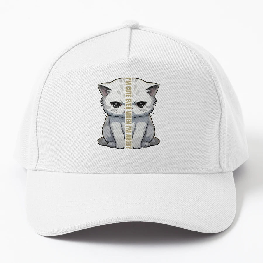 Cute And Angry Cat New Era Snapback - Distressed Outdoor - Snapback, Trucker Hat, Dad Hat, Denim Baseball Cap
