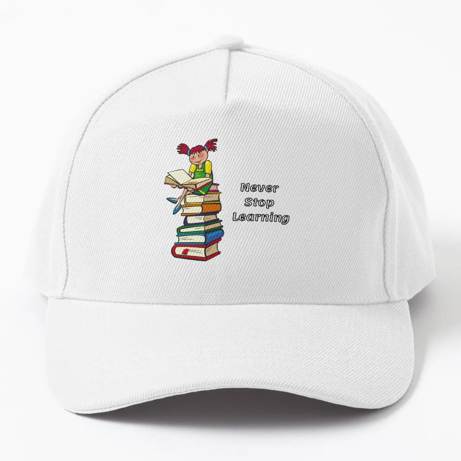 Cute Cartoon Never Stop Learning Trucker Hat - Premium - Snapback, Trucker Hat, Dad Hat, Denim Baseball Cap