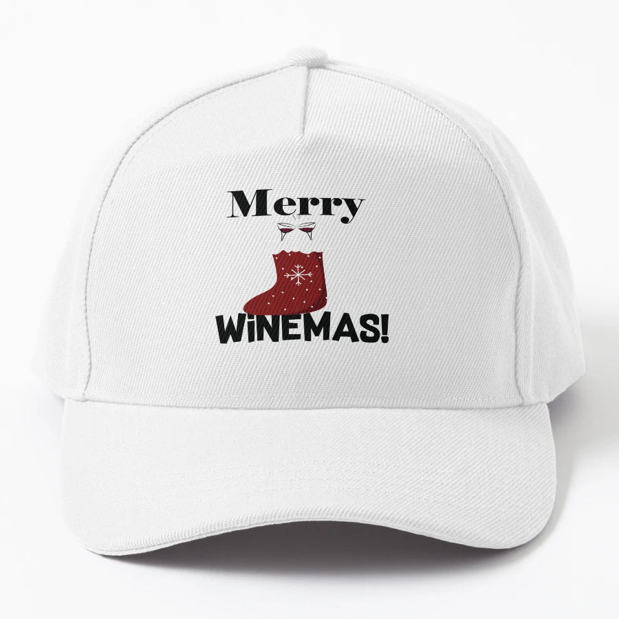 Merry Winemas Trucker Hat - Breathable Mesh - Snapback, Trucker Hat, Dad Hat, Denim Baseball Cap