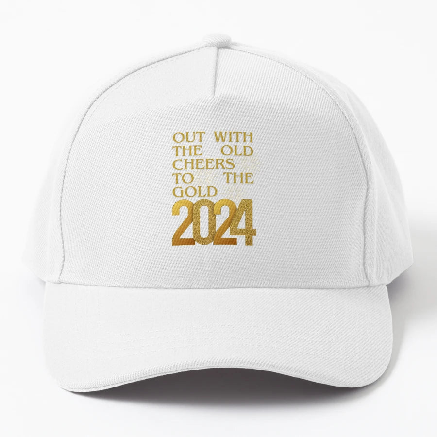 Out Old Cheers To Gold 2024 New Year T Denim Baseball Cap - Snapback, Trucker Hat, Dad Hat, Denim Baseball Cap