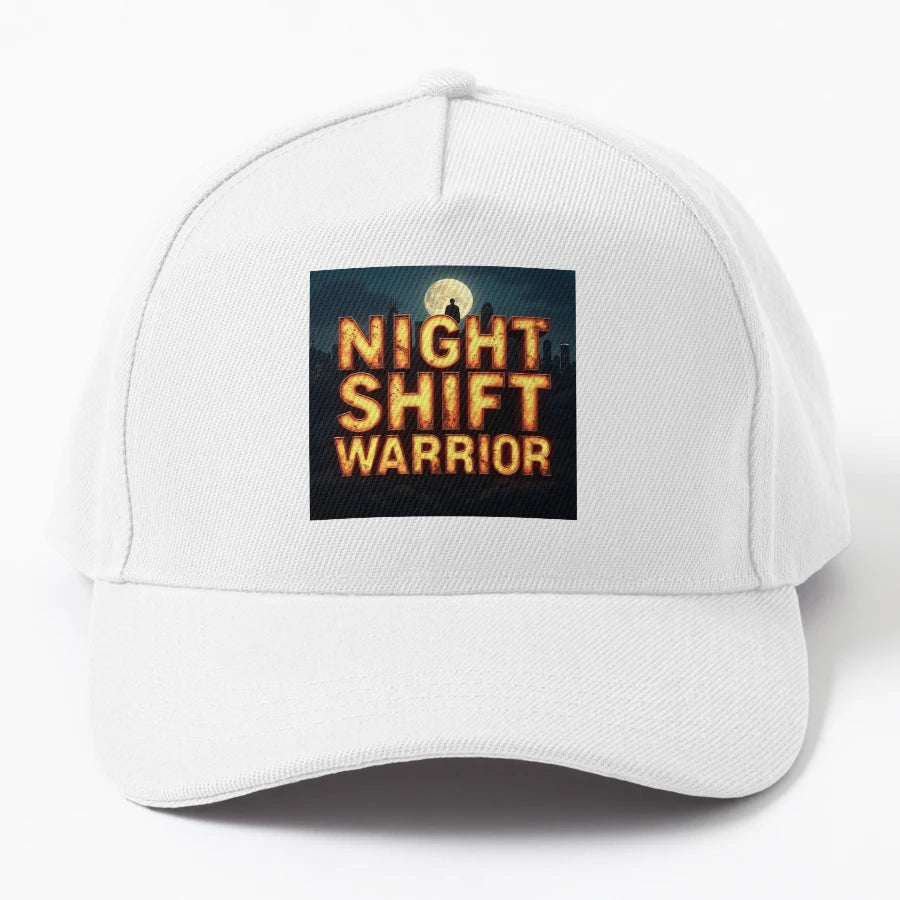 Night Shift Warrior Industrial Glowing Text Trucker Hat - Snapback, Trucker Hat, Dad Hat, Denim Baseball Cap