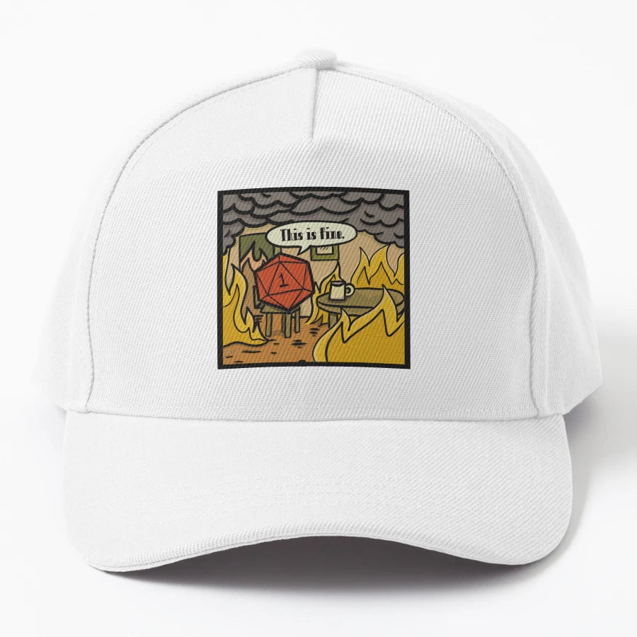 This Is Fine Nat 1 Denim Baseball Cap - Classic Cap - Snapback, Trucker Hat, Dad Hat, Denim Baseball Cap