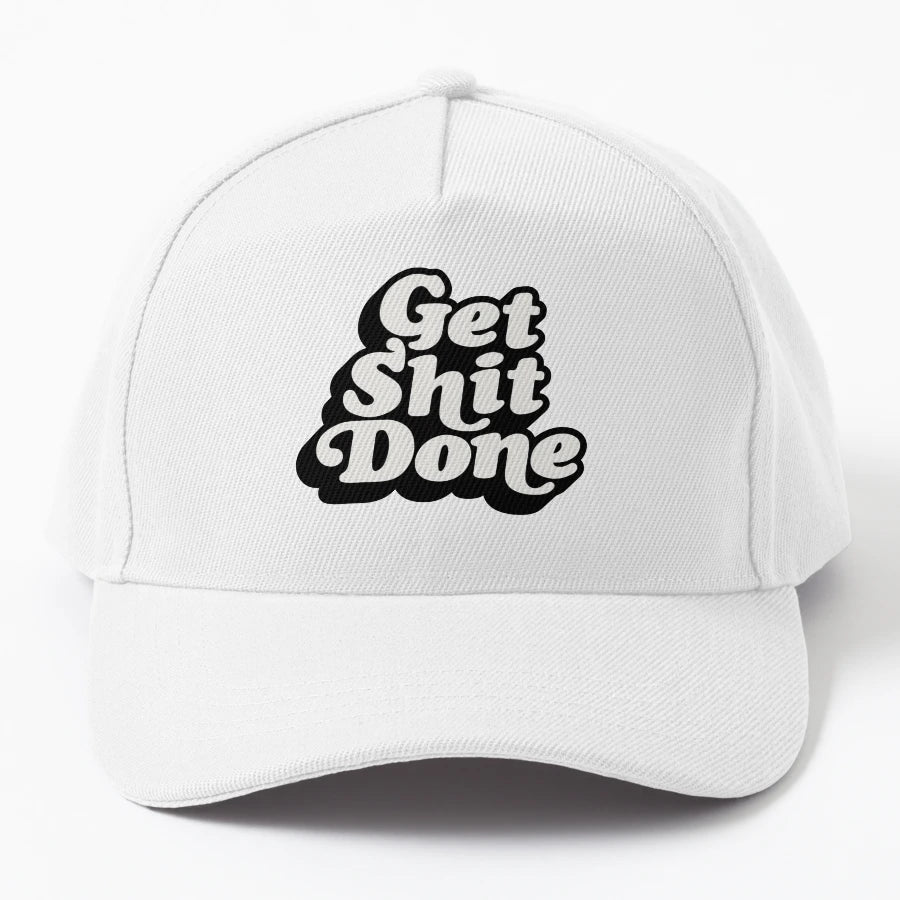 Get Shit Done Black And White OTTO Dad Hat - Washed Cotton - Snapback, Trucker Hat, Dad Hat, Denim Baseball Cap