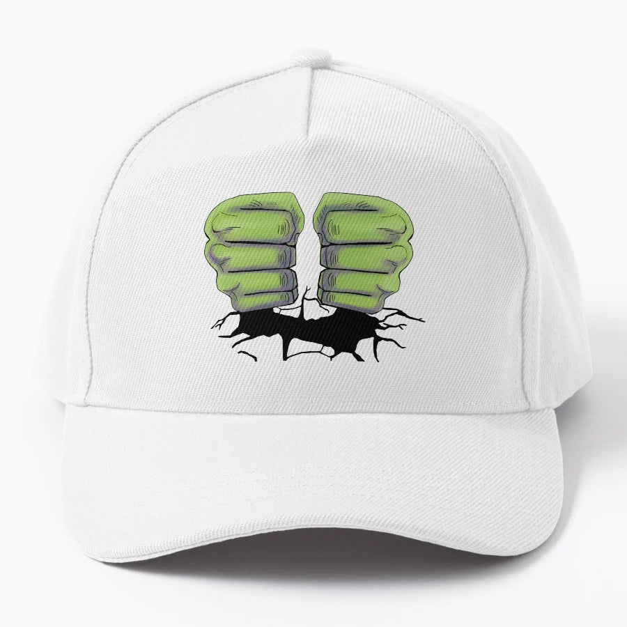 Green Fist Smash Denim Baseball Cap - Premium Classic Style - Snapback, Trucker Hat, Dad Hat, Denim Baseball Cap