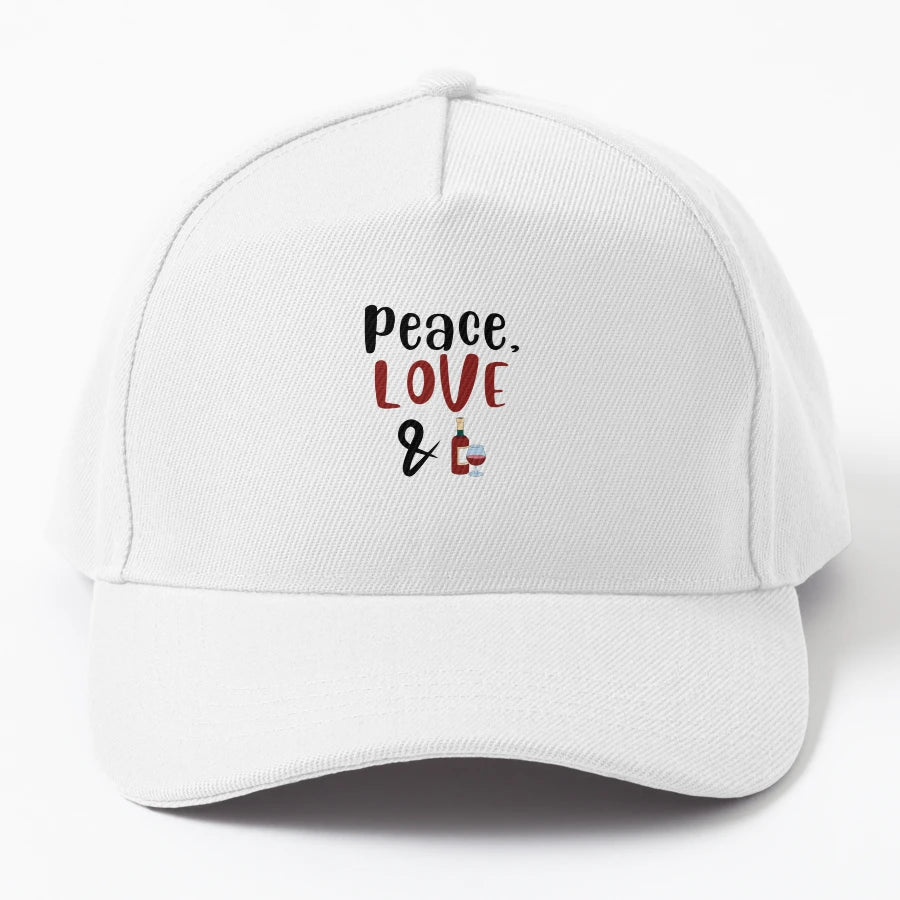 Peace Love And Red Wine Willow Days Denim Baseball Cap - Snapback, Trucker Hat, Dad Hat, Denim Baseball Cap