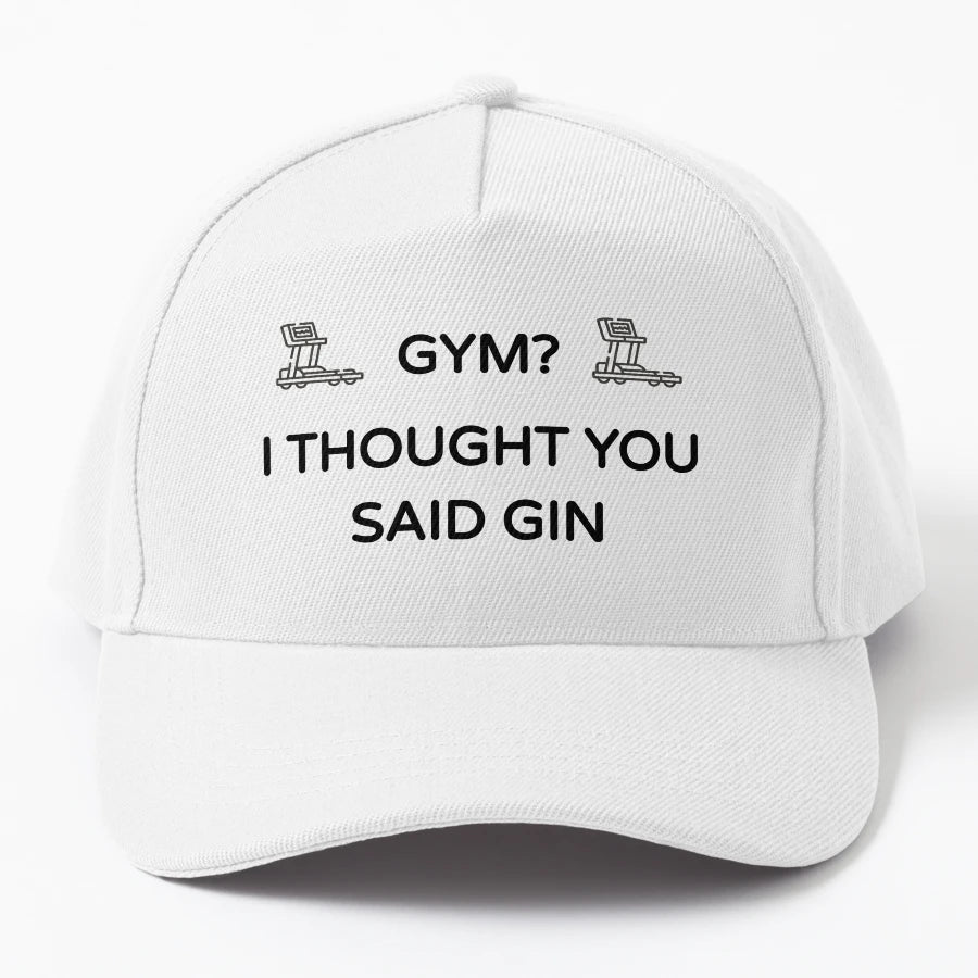 Gym I Thought You Said Gin Funny Cool Denim Baseball Cap - Snapback, Trucker Hat, Dad Hat, Denim Baseball Cap