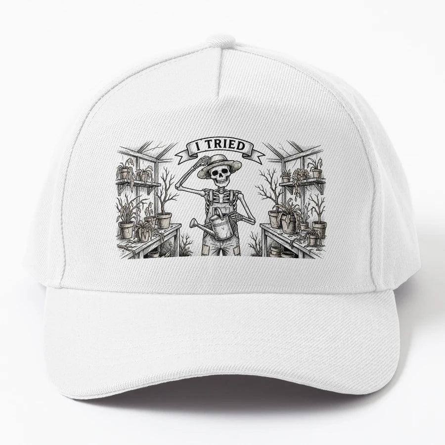 I Tried Funny Plant Parent Skeleton OTTO Dad Hat - Structure - Snapback, Trucker Hat, Dad Hat, Denim Baseball Cap