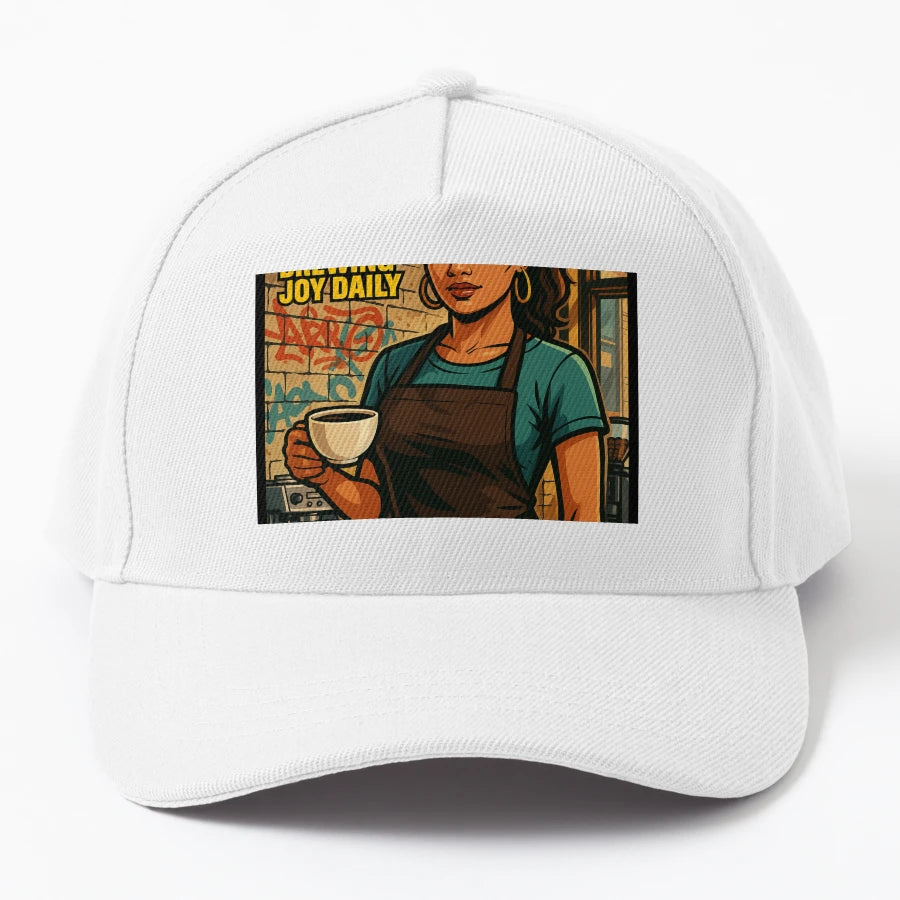 Barista Life Coffee Lover Illustration Denim Baseball Cap - Snapback, Trucker Hat, Dad Hat, Denim Baseball Cap