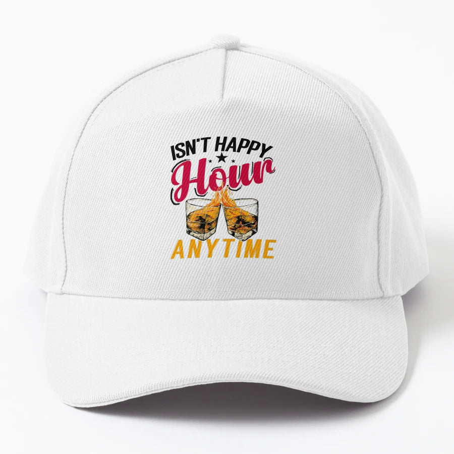 Isnt Happy Hour Anytime Trucker Hat - Vintage Style - Snapback, Trucker Hat, Dad Hat, Denim Baseball Cap