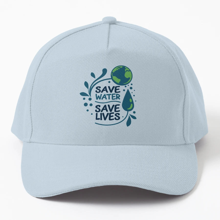 Save Water Save Lives Eco Conscious New Era Snapback - Snapback, Trucker Hat, Dad Hat, Denim Baseball Cap