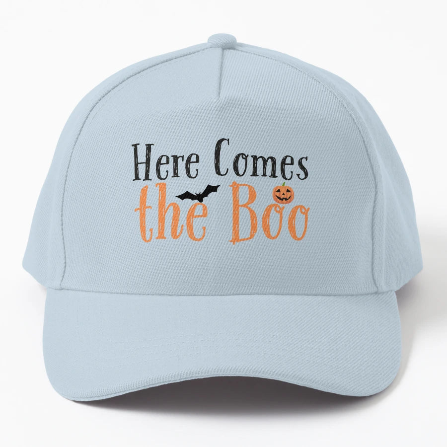Here Comes Boo Playful Halloween Ghost New Era Snapback - Snapback, Trucker Hat, Dad Hat, Denim Baseball Cap