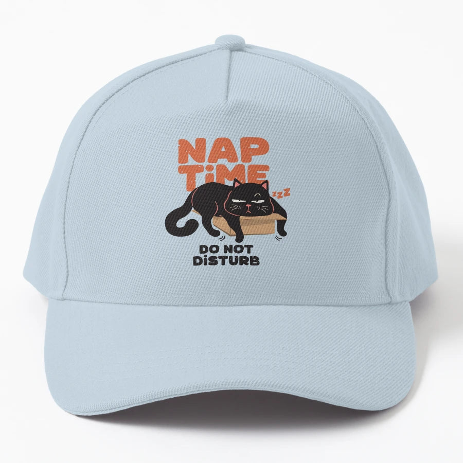 Nap Time Do Not Disturb Cat Lover New Era Snapback - Distres - Snapback, Trucker Hat, Dad Hat, Denim Baseball Cap